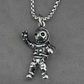 Antieke zilveren astronaut hanger ketting met vierkante box ketting voor heren vintage stijl - Model B Hanger Met Ketting