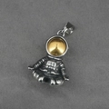 Astronaut pendant necklace with golden visor and vintage silver finish for men - Model D Pendant Only (Without Chain)