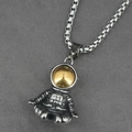 Astronaut necklace in vintage silver with gold visor detail on pearl chain - Model D Pendant With Chain