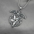 Collar gótico de acero inoxidable con colgante de murciélago y estrella de cinco puntas - Colgante con Cadena de Caja