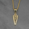 Golden arrow pendant necklace with Egyptian Eye of Horus and Ankh on a box chain - Gold Pendant With Chain