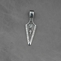 Vintage silver Horus Eye arrow pendant with Egyptian hieroglyphs in a matte finish - Silver Color Single Pendant