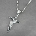 Gitaar kruisbeeld hanger ketting met fonkelende strass steentjes aan een parelketting - Hanger met Venetiaanse Schakelketting