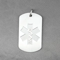 Polished silver medical alert dog tag necklace with engraved star of life symbol - Pendant Only (Without Box Chain)