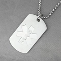 Star of Life medical alert pendant necklace with brushed stainless steel finish and box chain - Pendant With Box Chain