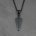 Men's black arrow pendant necklace featuring Horus Eye and Ankh symbols on bead chain - Black Pendant With Chain