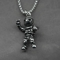 Vintage astronaut pendant necklace in titanium steel with retro silver finish and box chain - Pendant + Matching Chain