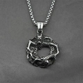 Retro punk titanium steel dragon pendant necklace with box chain for men on grey background - Pendant + Matching Chain