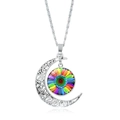 Collana luna d'argento con ciondolo in vetro a forma di girasole colorato - Girasole Colorato (XSWX6393-13)