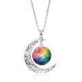 Collana cuore arcobaleno con pendente a luna scavata in argento e punti colorati - Punti Multicolore (XSWX6393-14)