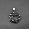 Vintage stainless steel dragon necklace pendant with antique finish and Ouroboros circular design - Pendant Only (No Chain)