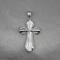 Silver stainless steel cross pendant necklace with engraved radial stripes and punk style - Pendant Only (Without Chain)