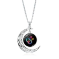 Collana luna d'argento con simboli pride arcobaleno su cabochon in vetro lucido - Simbolo Male Pride Arcobaleno (XSWX6393-30)