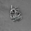 Vintage silver grim reaper pendant necklace with scythe and skull details for men - Single Pendant (No Chain)