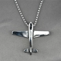 Collana con ciondolo aereo vintage in acciaio inossidabile argento e catena a sfere - Ciondolo Con Catena Veneziana