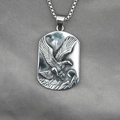 Vintage herenketting met adelaarsreliëf van duurzaam titaniumstaal in retrostijl - Adelaar Stijl (Met Halsketting)