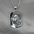 Retro leeuwenkop reliëf hanger ketting van antiek zilver roestvrij staal met box ketting - Leeuw Stijl (Met Halsketting)
