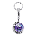 Porte-clés croissant de lune rotatif argenté avec pendentif papillon violet et bleu - Style Rotatif Lune Papillon Violet (XSWX6996)