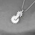Industrial style rotatable gear pendant necklace with box chain for men in silver finish - Pendant with Chain