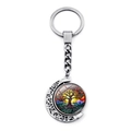 Portachiavi albero della vita argento con luna rotante e ciondolo per borse e auto - Stile Rotante Luna Albero della Vita (XSWX7309)