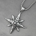Collana vintage con ciondolo a stella ottagonale in acciaio con incisioni gotiche - Pendente con Catena Box