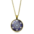 Collier Mandala fleur de vie avec pendentif géométrie sacrée Cube de Métatron et galaxie - Style Galaxie Cube de Métatron Bleu Violet (XSWX7330-12)