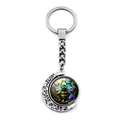 Llavero artístico de luna en metal con colgante giratorio de cristal de abeja colorida - Ilustración de Arte de Abeja (XSWX7296)