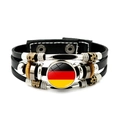 Bracciale multistrato in pelle con ciondolo bandiera tedesca e perline vintage - Stile Germania
