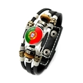Multilayer leather bracelet with Portugal flag charm and vintage punk style beads - Portugal (XSWX7337-23)