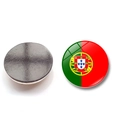 Detailed view of 30mm round Portugal flag crystal glass fridge magnet with magnetic back - (25MM)-23-Portugal