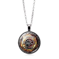 Detailed view of silver firefighter mother pendant necklace with glass cabochon art - Silver-5 (FIREFIGHTER MOM)