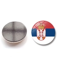 Macro detail of round Serbia flag glass magnet showing front design and back magnetic surface - (25MM)-12-Serbia