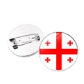 Detailed front and back view of a round Georgia flag pin badge with metal base - Georgia