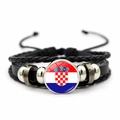 Pulsera de cuero multicapa con dije de bandera de Croacia estilo punk y retro - Croacia