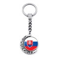 Detailed view of the Slovakia flag crescent moon rotating pendant and silver keychain - Slovakia