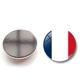 Detailed view of 30mm France flag glass fridge magnets showing glossy front and magnetic back - (25MM)-14-France