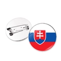Detailed front and back view of Slovakia flag pin badge with glossy dome and secure pin - Slovakia