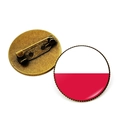 Vista dettagliata fronte e retro della spilla della bandiera polacca con retro in bronzo - Polonia Monumento