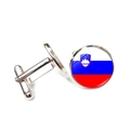 Silver cufflinks with Slovenia flag design and T-shaped back for formal suits - Silver / Slovenia (XSWX7343-9)