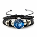 Detailed macro view of Cancer zodiac multilayer leather bracelet with adjustable rope - Cancer (XSWX7346-11)