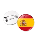Detailed macro view showing the front and back of the Spanish flag glass gem brooch pin - Spain Style