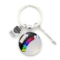 Kunstenaar sleutelhanger met regenboog edelsteen, krijtjes doosje en penseel hanger - Regenboog Nagelkunst Stijl(XSWX7351-2)
