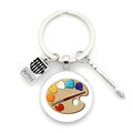 Artistieke sleutelhanger met palet hanger en miniatuur krijtjes doosje van metaal - Palet Schilderen Stijl(XSWX7351-1)
