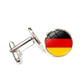 Silver round cufflinks featuring German national flag for men's formal shirts - Silver / Germany (XSWX7343-1)