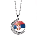 Vintage zilveren halve maan ketting met roterende Servië vlag hanger voor sportfans - Servië (XSWX7341-12)