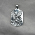 Vintage zilveren titanium stalen hanger met gedetailleerde adelaar en maan gravure - Adelaar Stijl Hanger Alleen (Zonder Ketting)