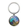 Detailed macro view of a dragonfly glass pendant with vibrant blue and purple wings - Blue and Purple Gradient Art Collage Dragonfly Style (XSWX7380-11)