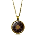 Collier pendentif mandala vintage en bronze avec un design de cabochon en verre - Style Mandala Brun Foncé Or (XSWX7330-1)