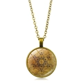 Collier pendentif cabochon en verre bronze antique Cube de Métatron géométrie sacrée - Style Vintage Cube de Métatron (XSWX7330-2)