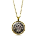 Collier pendentif mandala vintage en bronze avec fleur de vie sur fond blanc épuré - Style Mandala Lotus Huit Signes Auspicieux (XSWX7330-3)